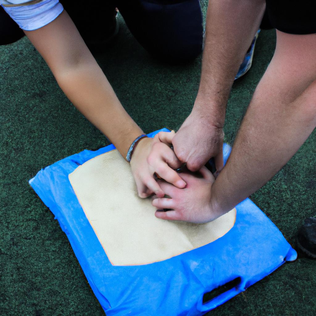 Person demonstrating first aid techniques