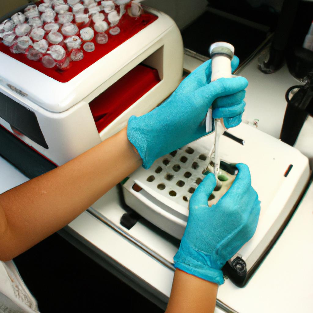 Person using lab equipment