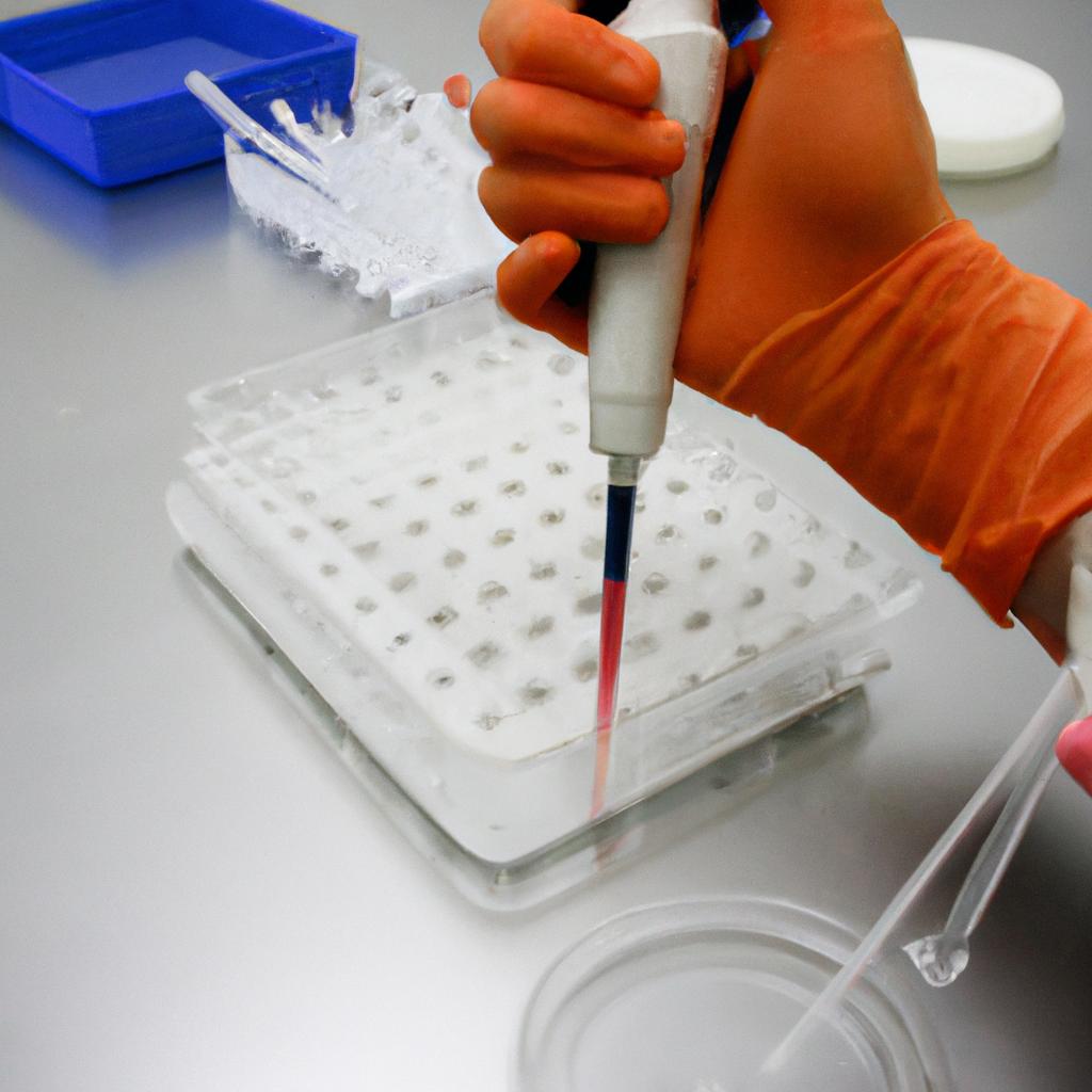 Person using pipettes in lab
